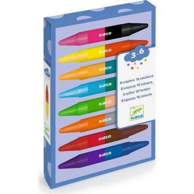 Djeco Oboustranné voskovky 8ks 16 barev – Sleviste.cz