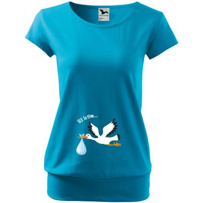 Těhotenské tričko Už letím Chlapeček tyrkysová – Zboží Mobilmania