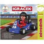 Efko IGRÁČEK Závodník s motokárou 7,5cm modrá v krabičce stavebnice – Zboží Dáma