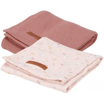 Little Dutch swaddle 70 x 70 Malé růžové kytičky Pure pink 2 ks