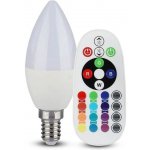 V-tac LED RGB Stmívatelná žárovka E14/4,8W/230V 4000K + dálkové ovládání VT1075 – Sleviste.cz