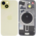 Kryt Apple iPhone 15 Sklo Zadního Housingu + Sklíčko Kamery + Kovová Destička + Magsafe Magnet žlutý – Zboží Živě