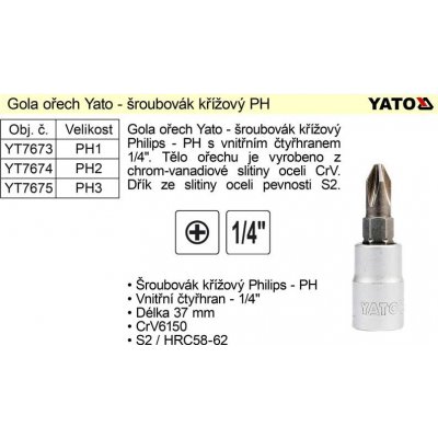 Yato 1/4" bit PH2 – Zboží Dáma