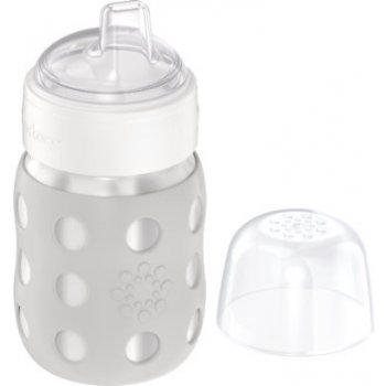 life factory dětská láhev se širokým hrdlem s uzávěrem Soft Sippy chladně šedá 235 ml