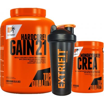 AKCE Extrifit Hardcore Gain 21 3000 g + Crea Monohydrate 400 g + ZDARMA Šejkr 600 ml – Hledejceny.cz