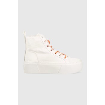 Calvin Klein sneakersy Jeans Flatform+ Cupsole Mid Softny YW0YW00918 white/Firecracker