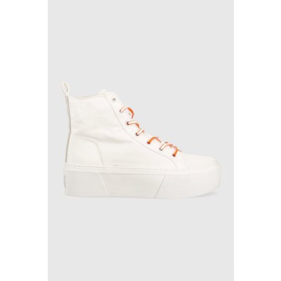 Calvin Klein sneakersy Jeans Flatform+ Cupsole Mid Softny YW0YW00918 white/Firecracker