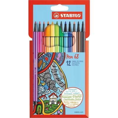 Prémiový vláknový fix STABILO pen 68 - 12 kusov / farieb v púzdre – Zboží Mobilmania