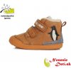 Dětské kotníkové boty D.D.Step dívčí zimní boty alternativa barefoot Tučňák 066-601A hořčicové