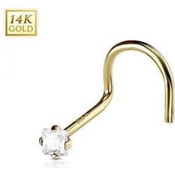 Šperky4U zlatý piercing do nosu čirý zirkon ZL01114C-YG