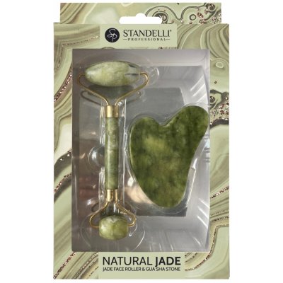 Standelli Professional Natural JADE roller Masážní váleček na obličej oboustranný + GUA SHA kámen – Zboží Mobilmania