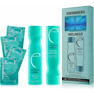 Malibu Swimmers Wellness Collection šampon 266 ml + kondicionér 266 ml + wellness sáčky 4 kusy dárková sada – Zboží Mobilmania