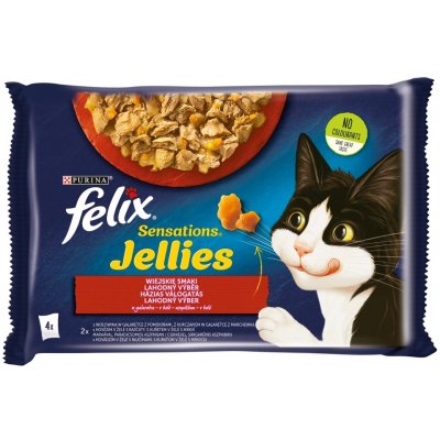 Felix Sensations Jellies lahodný výběr v želé s hovězím a kuřetem 12 x 4 x 85 g – Zboží Mobilmania