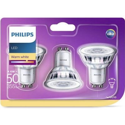 Philips LED Classic spot 4.6-50W, GU10, 2700K, set 3ks 929001215286 – Zbozi.Blesk.cz