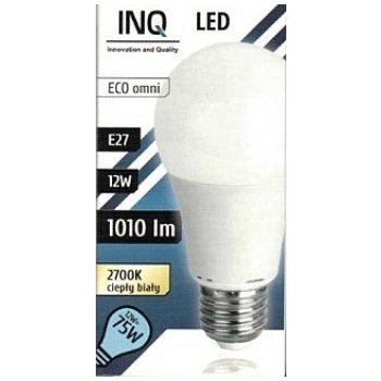 INQ LED žárovka E27 12W A60 Teplá bílá