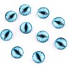Krejčovská panna Skleněné oči k nalepení kočka, drak Ø10 a 12 mm - (12 mm) modrá azurová (10 ks)