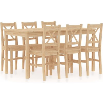 7dílný jídelní set borové dřevo 677934 – Sleviste.cz