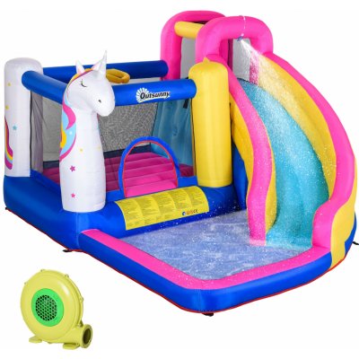 Outsunny Skákací hrad s nafukovacím bazénem pro 4 děti Oxford 345 x 300 x 210 cm – Zboží Dáma