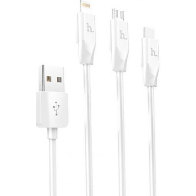 Hoco X1 USB typu C + Micro USB + iPhone Lightning 2.4A, 1m, bílý – Zbozi.Blesk.cz