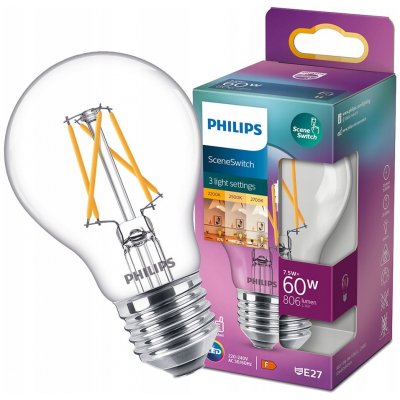 Philips SceneSwitch, klasik, 7,5W, E27, teplá bílá – Zboží Dáma