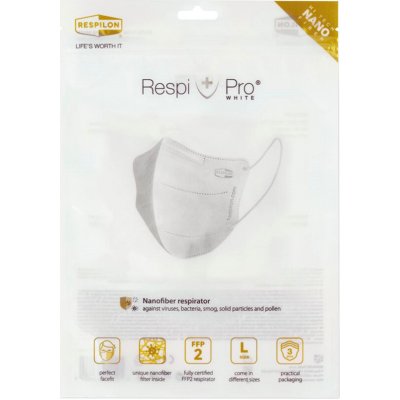 Respilon Nano FFP2 respirátor RespiPro White L 3 ks – Zboží Dáma