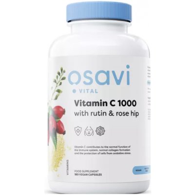Osavi Vitamin C with Rutin a Rose Hip, 1000 mg Vitamín C s Rutinem a Šípkem, 180 vegan kapslí – Sleviste.cz