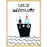 Dětský plakát Let's adventure 40X50 cm + zlatý rám