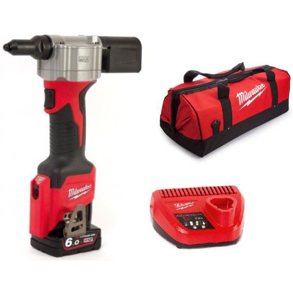 Kleště lisovací Aku nýtovací kleště - aku nýtovačka Milwaukee M12 BPRT-601B - 1x 12V/6.0Ah, 9000N, 2.06kg, taška (4933464404-601B)