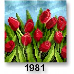 Stoklasa Vyšívací předloha obrázek na vyšívání 70244 1981 květiny 6 červené tulipány 15x15cm