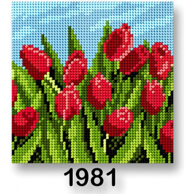 Stoklasa Vyšívací předloha obrázek na vyšívání 70244 1981 květiny 6 červené tulipány 15x15cm – Zboží Dáma