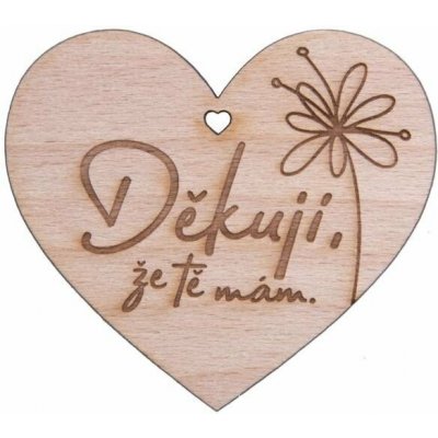Dřevěné srdíčko "Děkuji, že tě mám" – Zboží Dáma