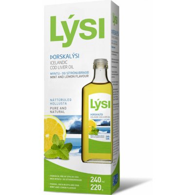Lýsi Olej z tresčích jater s příchutí citrónu a máty 240 ml 220 g – Hledejceny.cz