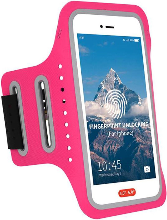 Pouzdro AppleMix Sportovní Apple iPhone včetně velikostí Plus a Max - reflexní prvky - růžové
