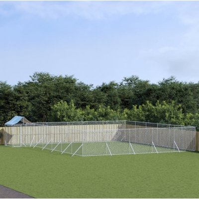 vidaXL Venkovní psí kotec se střechou stříbrný 1200 x 1200 x 250 cm – Zboží Dáma