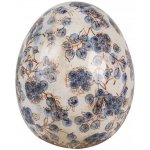 Dekorace keramické vajíčko s modrými květy Blusia L - Ø 14*16 cm – Sleviste.cz