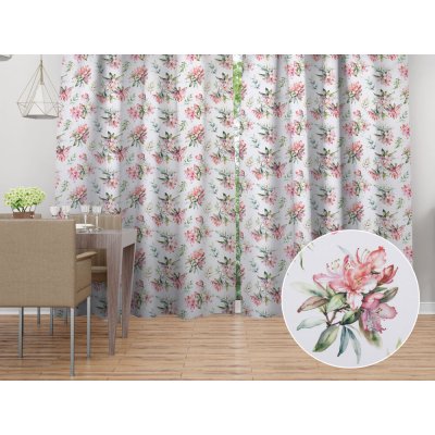 Biante Dekorační závěs TF-134 Akvarelové květy rododendronu na bílém 140x190 cm – Hledejceny.cz
