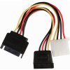 PC kabel NEDIS Interní napájecí kabel | SATA 15-pin Zástrčka - SATA 15-pin Zásuvka + Molex Zásuvka | 0,15 m | Různé