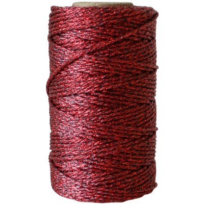 Bella Rose Třpytivý provázek 50 m – Dark Red Metalic, červená barva, textil – Zboží Dáma