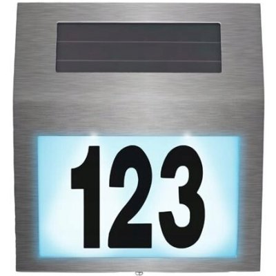 Solární LED nástěnné svítidlo na dům stříbrné s osvětlením čísla IP44 DPM – Hledejceny.cz