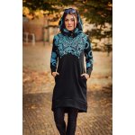 Himalife Šatomikina Ohana s maxi kapucí černá s tyrkysovou – Zboží Dáma