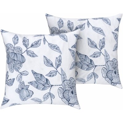 LIVARNO home satén potah na polštář 2 kusy modrá/bílá 50 x 60 cm – Sleviste.cz