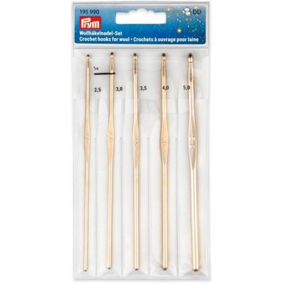 PRYM Háčkovací jehlice na vlnu, 14 cm, 2,50-5,00 mm, zlaté