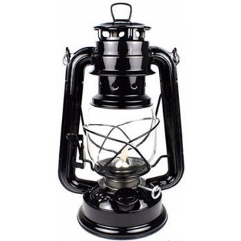 Petrolejová lampa kovová 25 cm černá