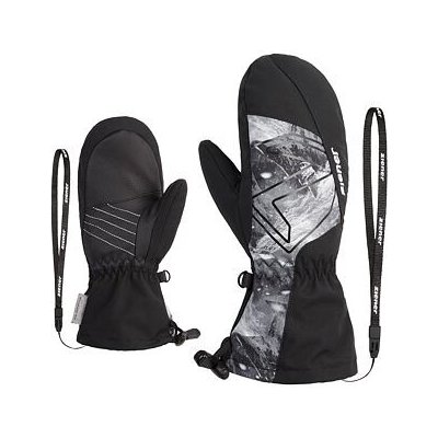 Ziener Lavalino As Aw Jr Dětské zimní rukavice black grey mountain print – Zbozi.Blesk.cz