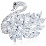 Éternelle exkluzivní brož Swarovski Elements Nicolet labuť B8003-X0327 Bílá/čirá – Sleviste.cz
