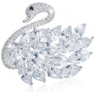 Éternelle exkluzivní brož Swarovski Elements Nicolet labuť B8003-X0327 Bílá/čirá – Sleviste.cz