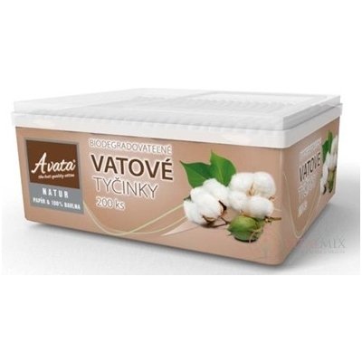 A vata NATUR VATOVÉ TYČINKY box biodegradovatelné (papír+bavlna) 200 ks – Hledejceny.cz