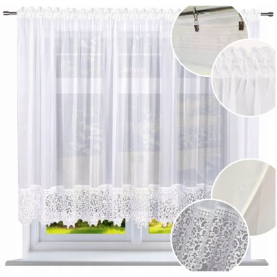 Hotová záclona bílý voál 400x160 cm s řasící páskou a tunýlky – Sleviste.cz