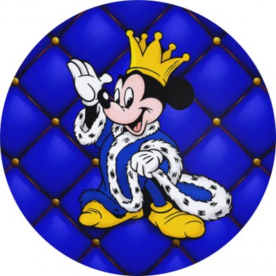 1x Mickey Mouse – král s korunou na modrém pozadí – jedlý papír na dort – Hledejceny.cz