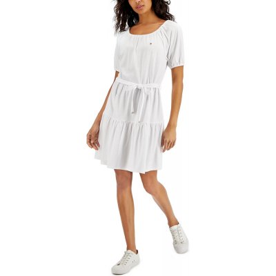 Tommy Hilfiger Tiered dámské letní šaty bílé – Zboží Mobilmania